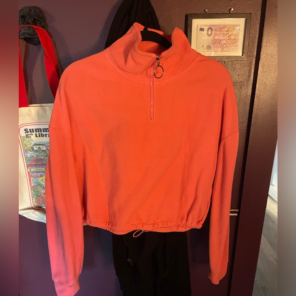 Pink quarter zip up pull over sweater large